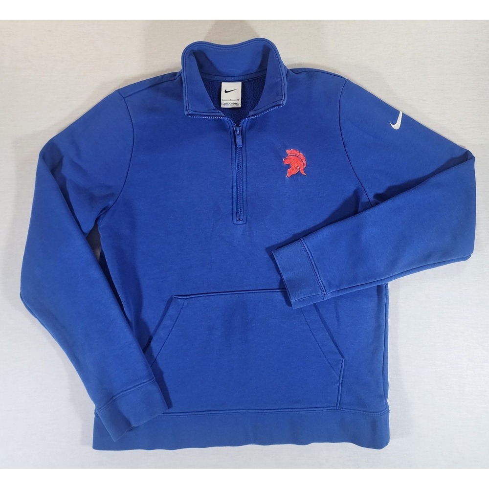 Nike Quarter Zip Pullover Mens S Spartan Trojan Red Logo Blue Active Embroidered